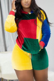 Multicolor Casual Solid Patchwork Long Sleeve Two Pieces