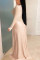 Apricot Fashion Sexy Patchwork See-through O Neck Skinny Jumpsuits