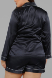 Black Casual Living Solid Embroidered Turtleneck Long Sleeve Two Pieces