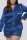 Blue Casual Living Solid Embroidered Turtleneck Long Sleeve Two Pieces