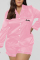 Pink Casual Living Solid Embroidered Turtleneck Long Sleeve Two Pieces
