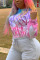 Pink Casual Print O Neck Tops
