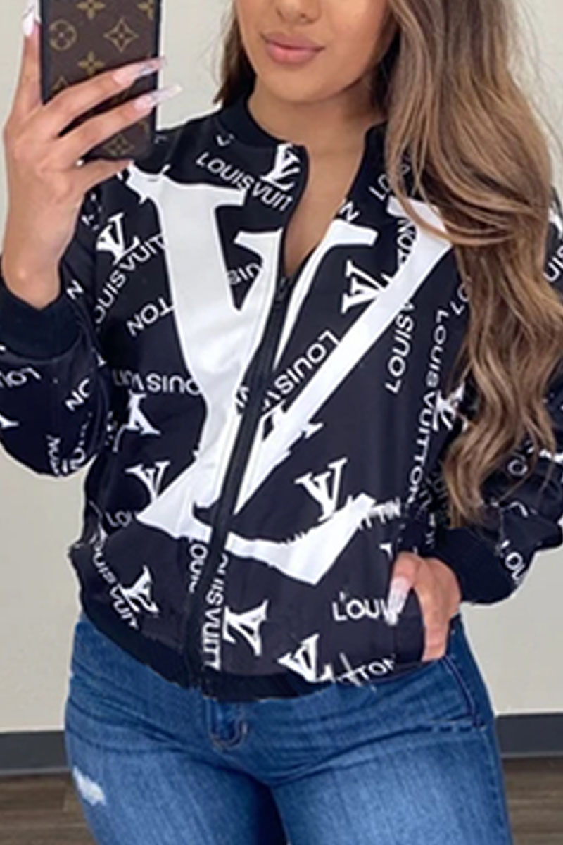 

Royal Blue Casual Print O Neck Outerwear