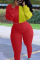 Red and yellow Sexy Casual Sportswear Solid Split Joint Pullovers O Neck Two Pieces