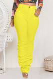 Yellow Fashion Sexy Casual Sports Trousers