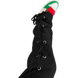 Black Sportswear Solid Bandage Fold Boot Cut Bottoms