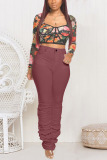 Wine Red Fashion Sexy Casual Sports Trousers