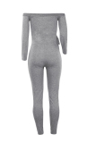 Light Grey Trendy Dew Shoulder Skinny One-piece Jumpsuit