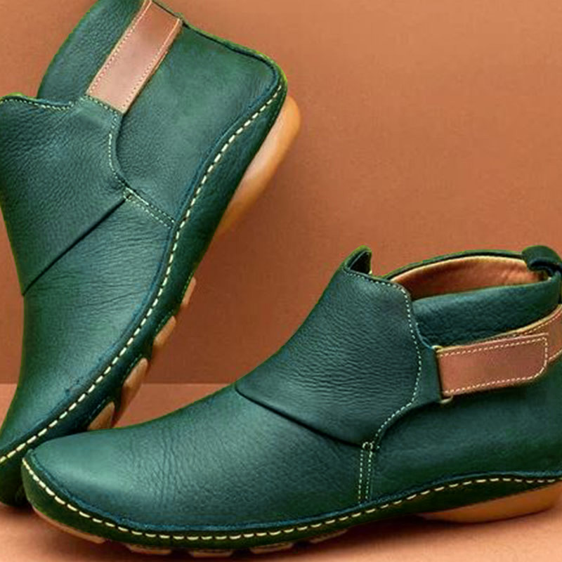 

Green Daily Round Leather Shoes