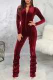 Black Sexy Casual Solid Without Belt O Neck Regular Jumpsuits