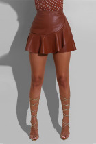 Brown Fashion Patchwork Solid Asymmetrical Skirts
