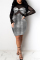Black Fashion Sexy Patchwork See-through Long Sleeve Dress