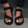 Black Fashion Casual Patchwork Solid Color Comfortable Flat Sandals