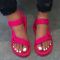 Rose Red Fashion Casual Split Joint Solid Color Comfortable Flat Sandals