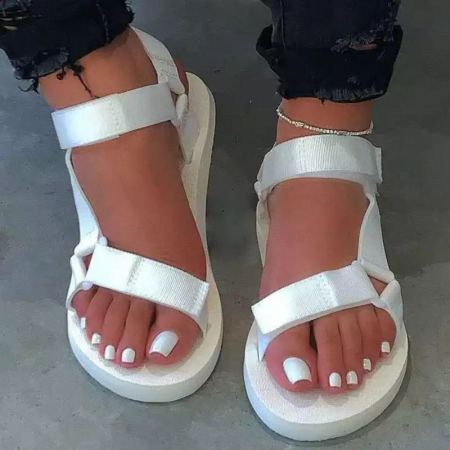 White Fashion Casual Patchwork Solid Color Comfortable Flat Sandals