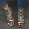 Silver Fashion Hollowed Out Hot Drill Fish Mouth Out Door Sandals