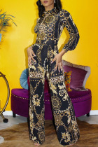 Gold Work Daily Print Without Belt O Neck Regular Jumpsuits