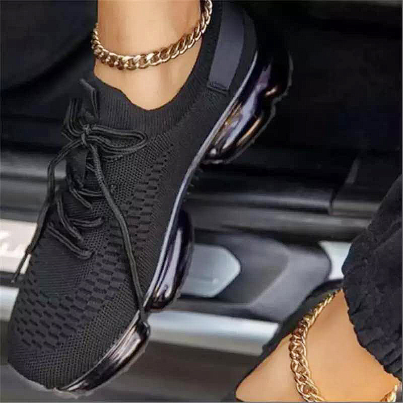 Black Casual Sportswear Round Sport Breathable Sneakers