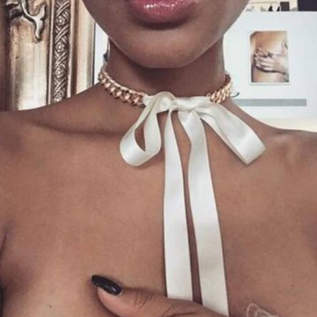 White Fashion Patchwork Bow-tie Decoration Necklace