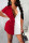 Red Fashion Casual Patchwork Basic Turndown Collar Shirt Dress