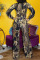 Gold Work Daily Print Without Belt O Neck Regular Jumpsuits