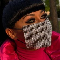 Black Fashion Patchwork Rhinestone Face Mask
