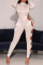 Cream White Work Daily Solid O Neck Regular Jumpsuits