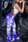 Red Casual Patchwork Tie-dye Boot Cut Mid Waist Speaker Bottoms