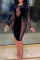 Black Work Daily Solid Hollowed Out Split Joint See-through Pencil Skirt Dresses