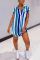 Blue Fashion Sexy Striped Short Sleeve Shirt Dress