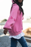 Light Pink Casual Draw String Hoodies
