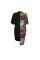 Black Polyester Fashion Casual lantern sleeve Half Sleeves O neck Asymmetrical Knee-Length Patchwork asymm