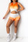 Orange Fashion Sportswear Gradual Change Letter Print Basic O Neck Sleeveless Two Pieces