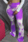 purple Yellow Polyester Elastic Fly Sleeveless High Patchwork Print Boot Cut Pants Bottoms