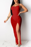 Red Sexy Fashion Mesh Sling Dress