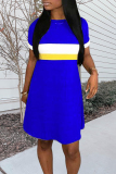 Royal blue Patchwork Slim Fit A-line Dress