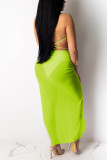 Fluorescent green Sexy Fashion Mesh Sling Dress