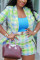 Purple Fashion Casual Plaid Print Suit Shorts Set