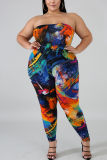 Multicolor Fashion Casual Painted Print Two Pieces
