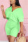 Fluorescent green Fashion Short Sleeve Top Shorts Casual Set