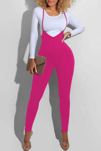 Rose Red Daily Leopard O Neck Long Sleeve Two Pieces