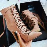 Army Green Fashion Sexy Patchwork Solid Color Pointed High-heel Boots