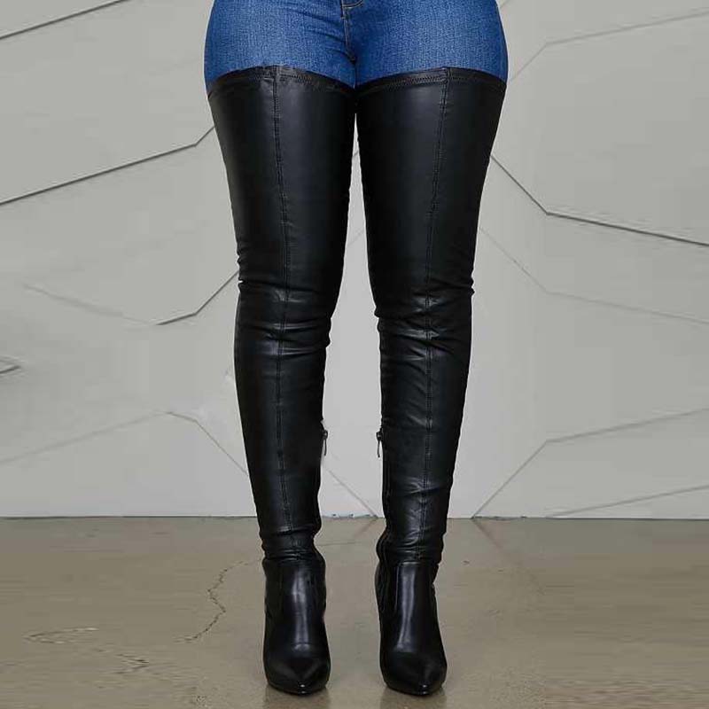 Wholesale Black Fashion Solid Color Pointed Stiletto High Boots K13856 ...