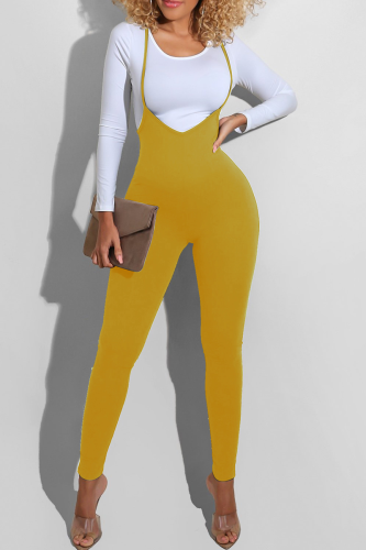 Yellow Daily Leopard O Neck Long Sleeve Two Pieces