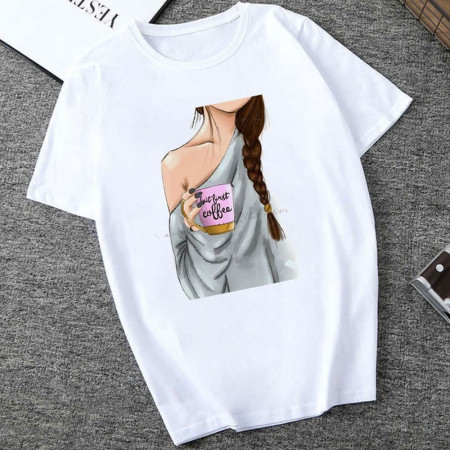 Grey Fashion Casual Daily O Neck Short Sleeve Regular Sleeve Regular Letter Character Tops
