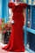 Wine Red Fashion Sexy Solid Patchwork Bateau Neck Evening Dress