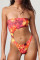Red Fashion Sexy Print Hollowed Out Backless Swimwears