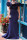 Tibetan Blue Fashion Sexy Solid Patchwork Bateau Neck Evening Dress (Please Make The Object As The Standard)