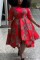 Red Fashion Printing Irregular Large Size Dress