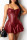 Wine Red Fashion Sexy Solid Strap Design Square Collar Sling Dress